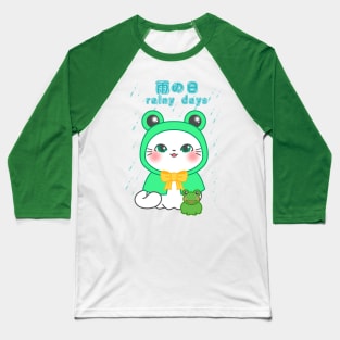 Rainy Days kitten - a kawaii cat in a froggy rain coat Baseball T-Shirt